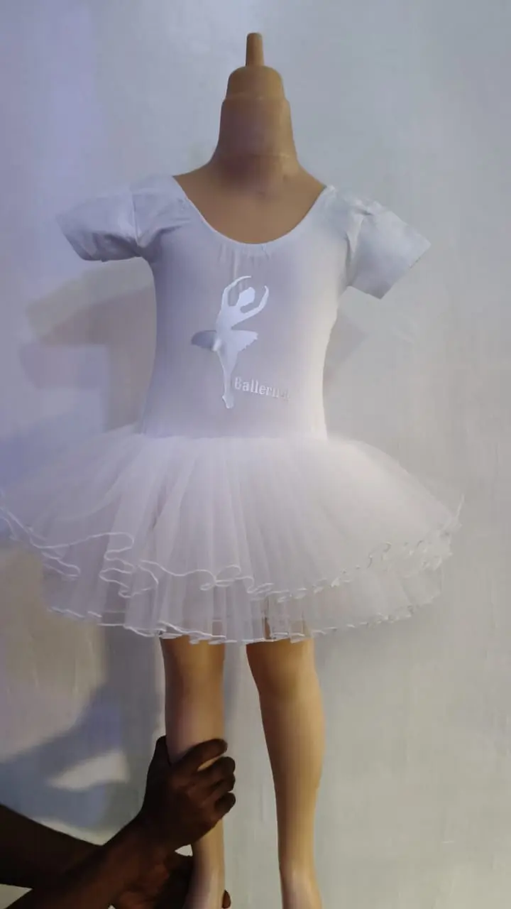 White Ballet Dress with Silver Ballerina Motif