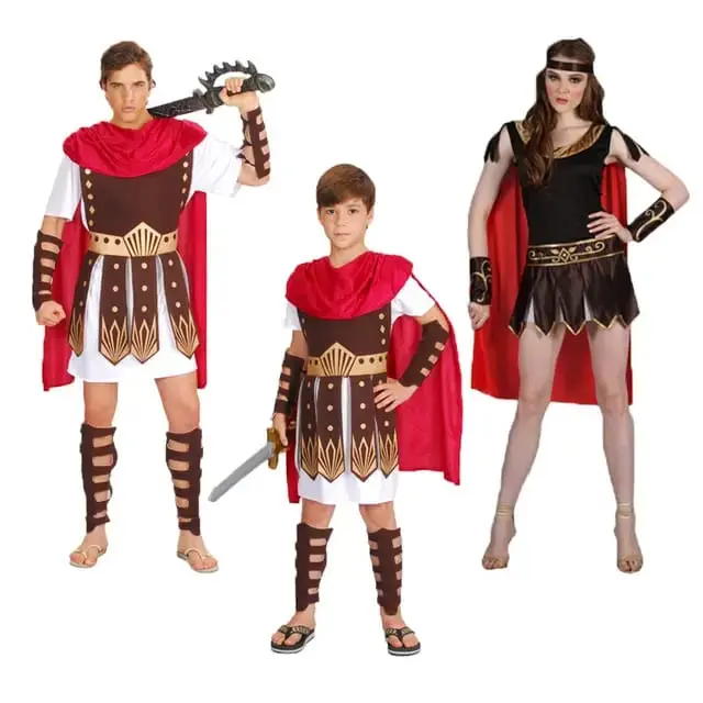 Kids’ Roman Warrior Crusader Costume with Red Cape